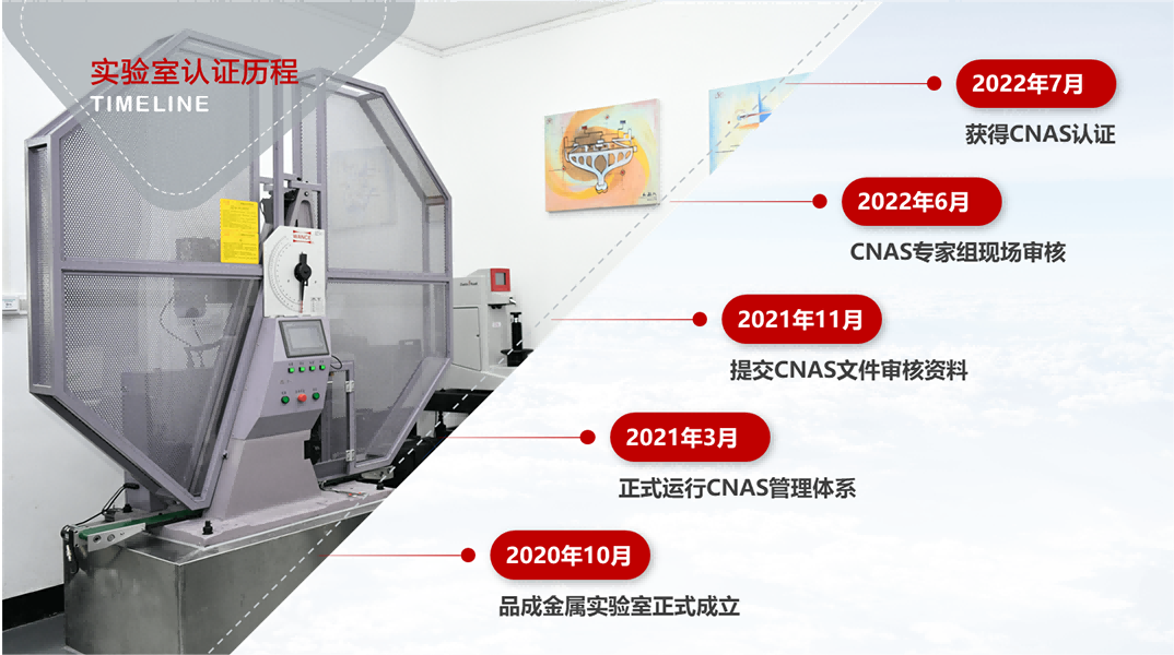 品成金屬實驗室不斷引進進口設(shè)備和專業(yè)人才，積極運行CNAS管理體系。
